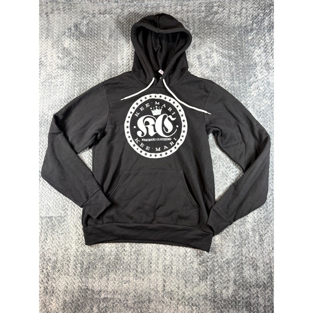 Bella+Canvas Kee Mari Fleece Hoodie‎ Mens Medium Black Graphic Print Knit Cotton